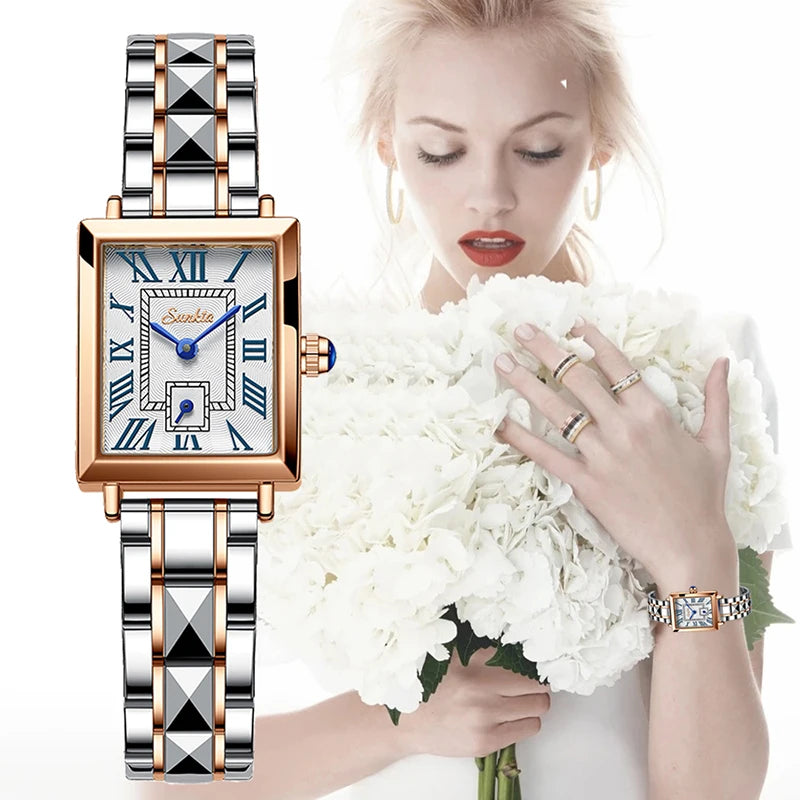 LIGE Roman Ladies Watch Fashion Square Women Watches Top Brand Luxury Quartz Stainless Steel Waterproof Wrist Watch Montre Femme