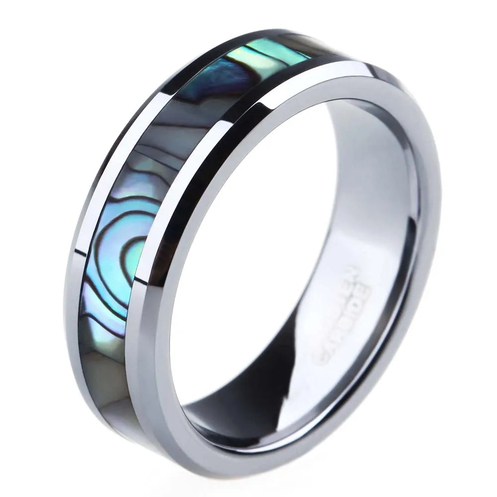 Some 6Mm 8Mm Ring for Couple Tungsten Ring Luxury Abalone Shell Wedding Engagement Ring Lover'S Jewellery Alliance Anel Boho