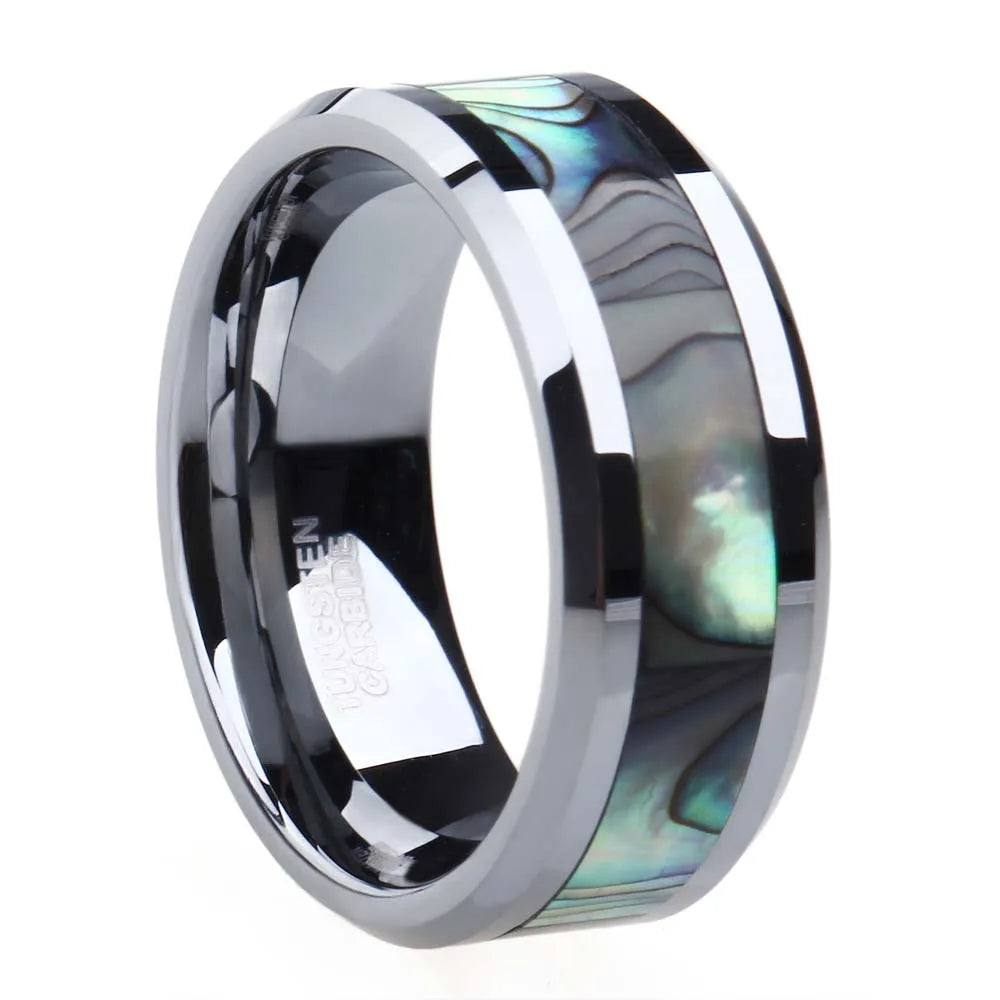 Some 6Mm 8Mm Ring for Couple Tungsten Ring Luxury Abalone Shell Wedding Engagement Ring Lover'S Jewellery Alliance Anel Boho