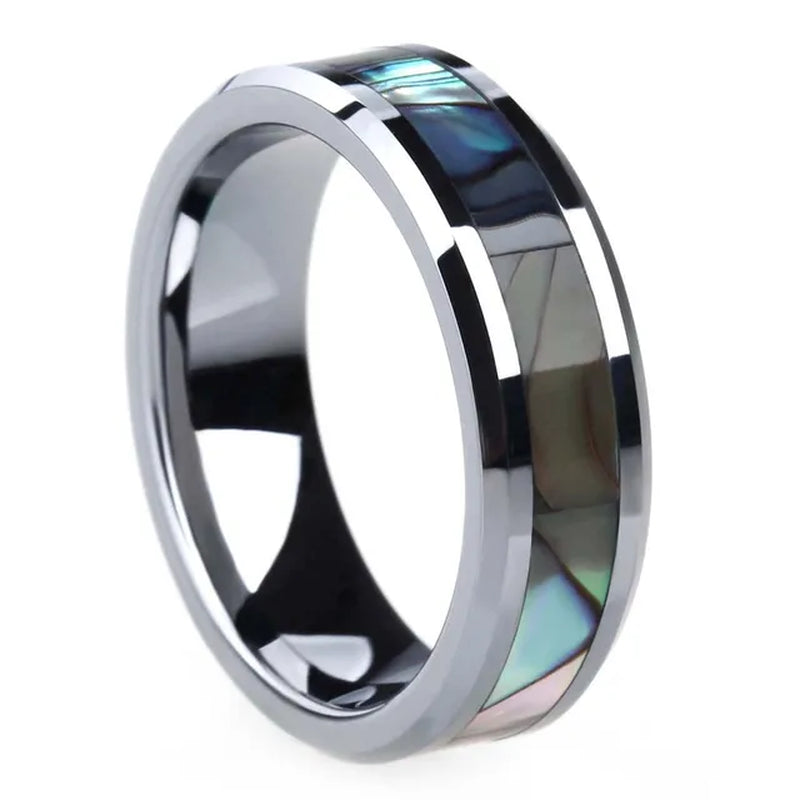 Some 6Mm 8Mm Ring for Couple Tungsten Ring Luxury Abalone Shell Wedding Engagement Ring Lover'S Jewellery Alliance Anel Boho